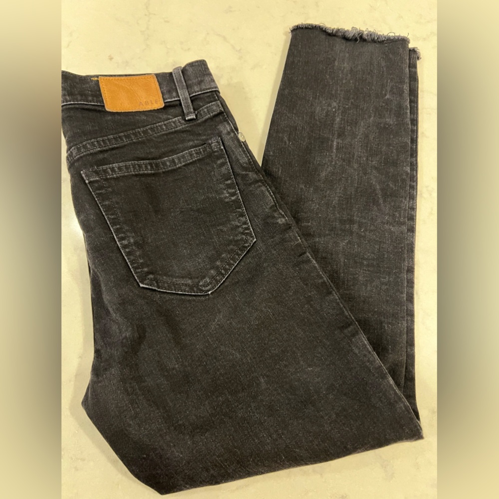 Able Black The High Rise Jeans, black frayed fray hem skinny, Size 27 (US 4)